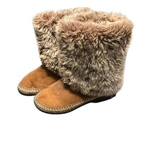 Isotoner Womens Brown Faux Fur Lined Ankle Booties Round Toe Size 7.5 - 8